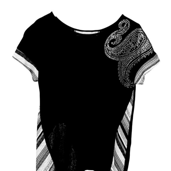 CHICO'S Zenergy Tee Medium (Chicos1) Womens Top Black Graphic Print Cotton Modal - Picture 3 of 9
